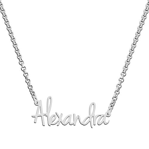 Sterling Silver Petite Script Name with Free Freshwater Pearl Earrings - Image 2