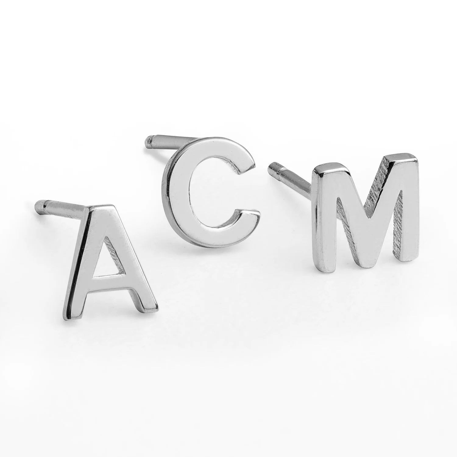 Sterling Silver Petite Uppercase Initial Earring - Image 3