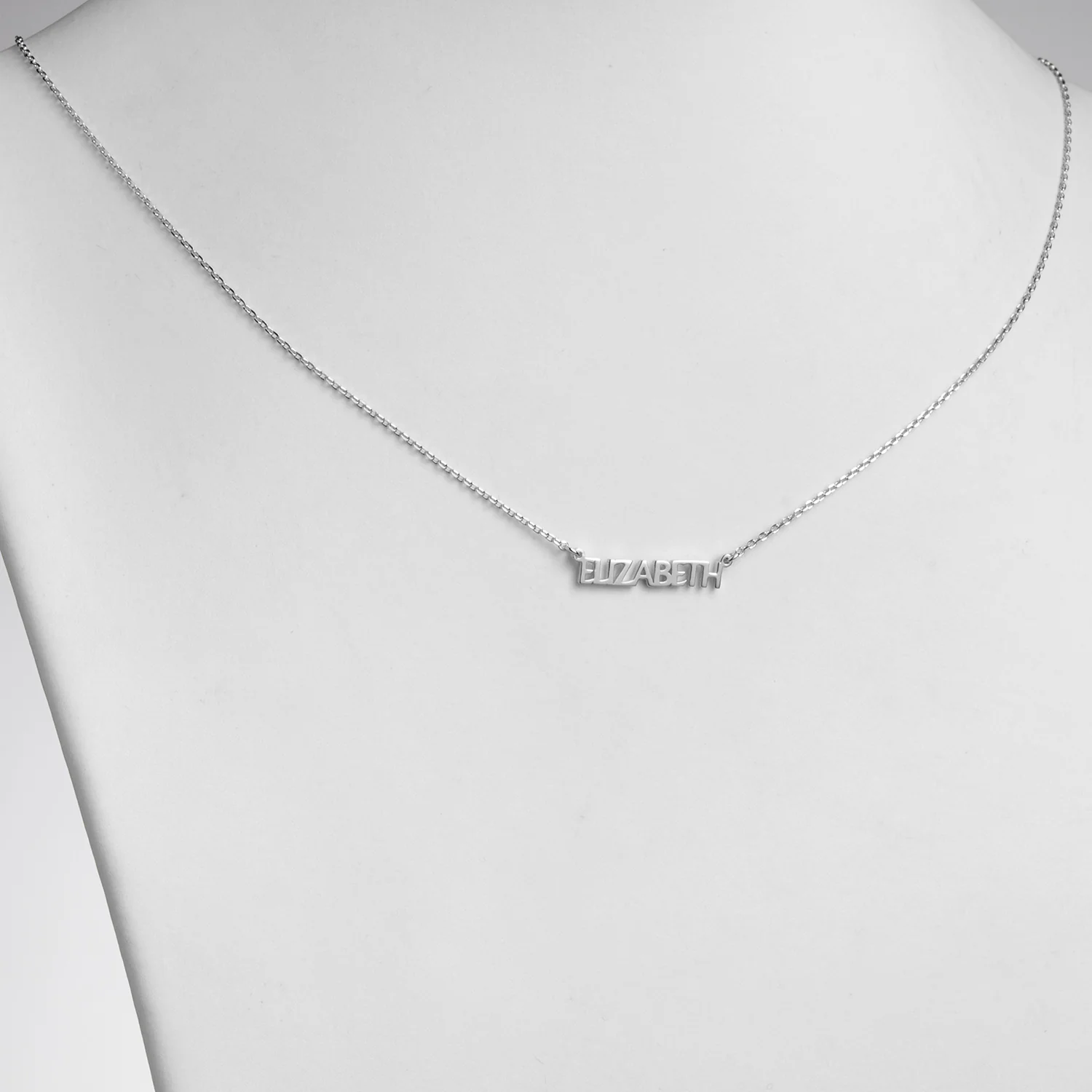 Sterling Silver Petite Uppercase Name Station Necklace - Image 2