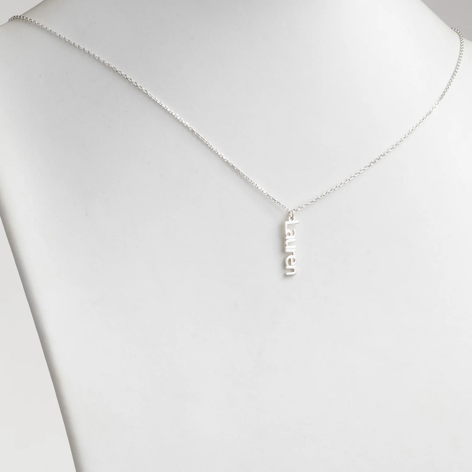 Sterling Silver Petite Vertical Name Necklace - 1 Name - Image 2