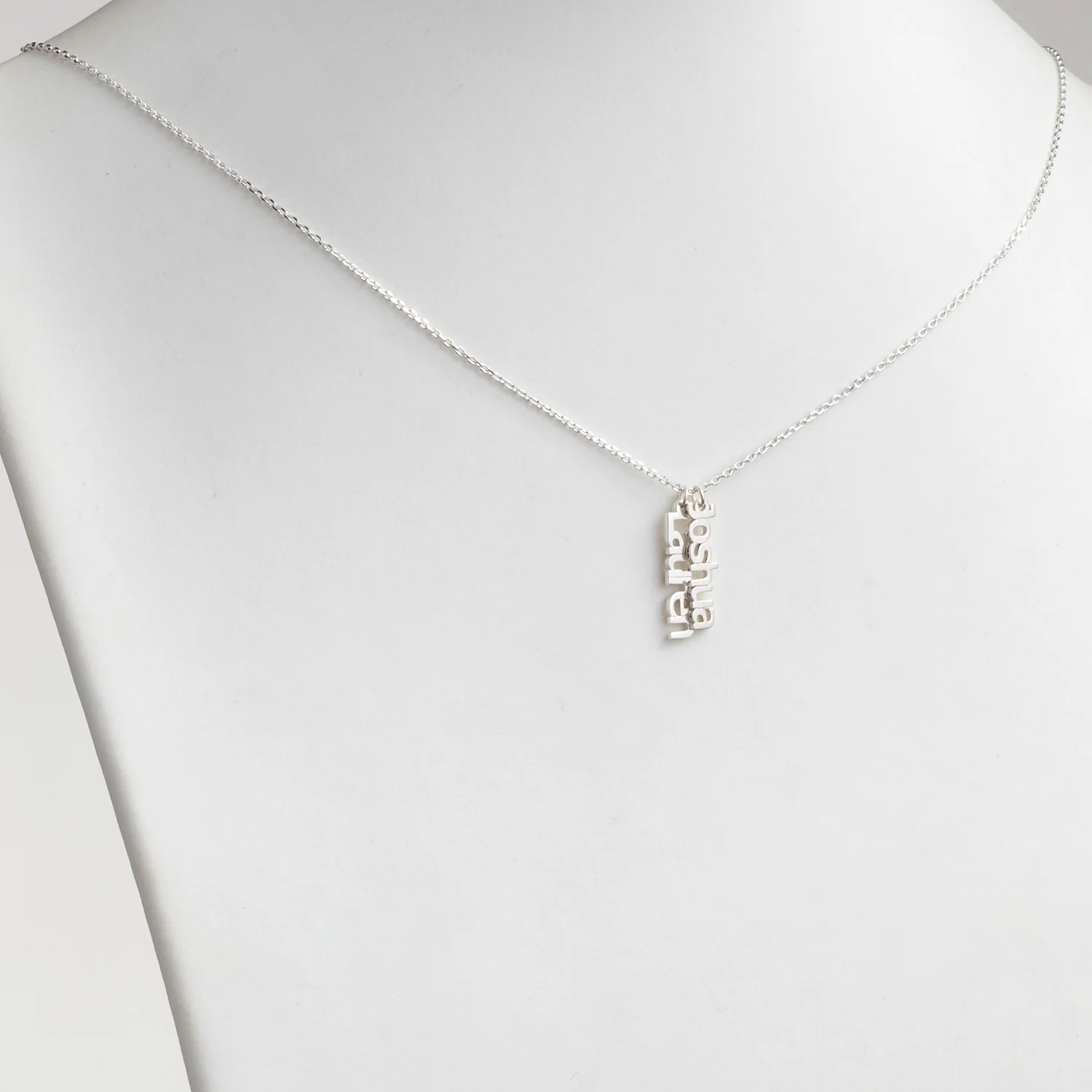 Sterling Silver Petite Vertical Name Necklace - 2 Names - Image 2