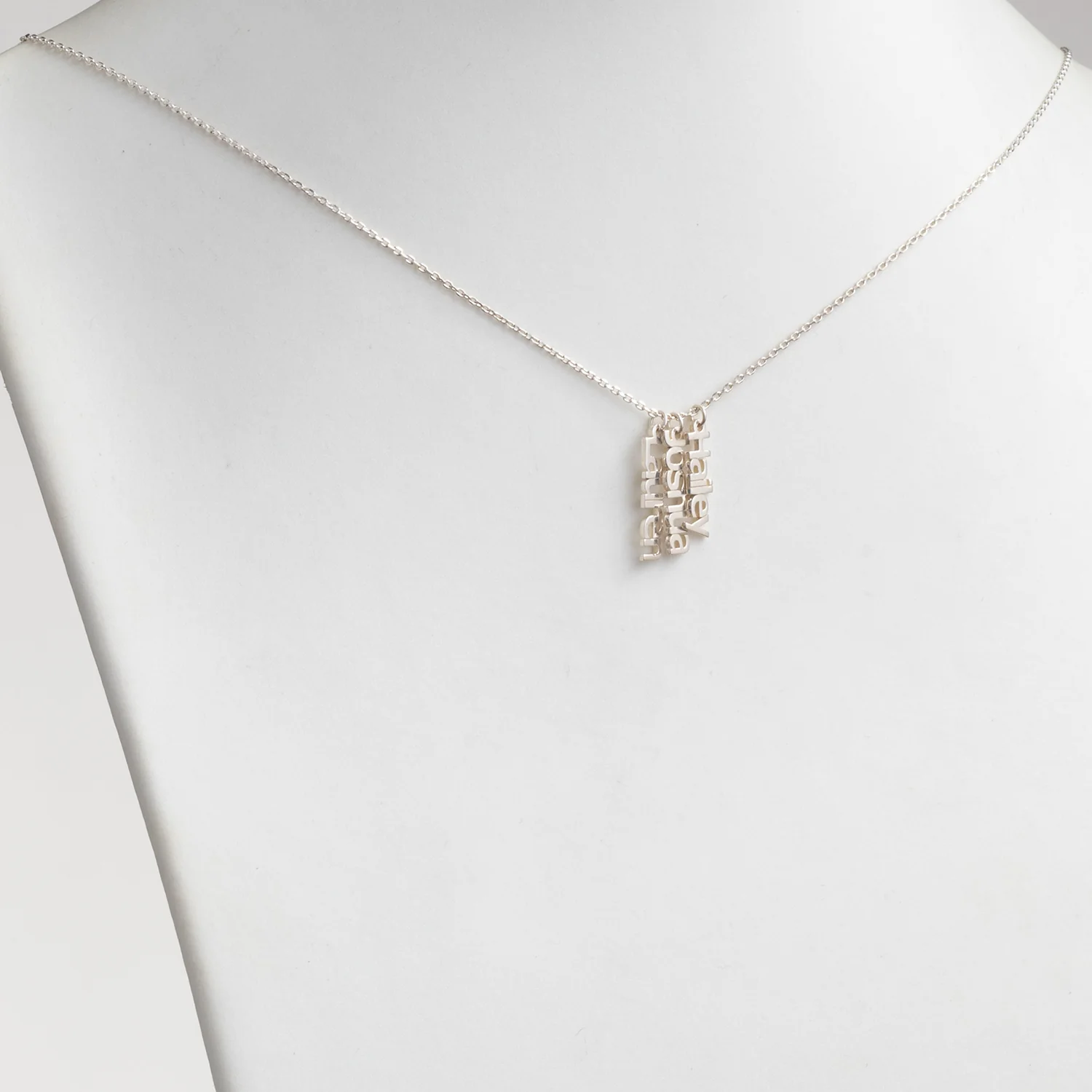 Sterling Silver Petite Vertical Name Necklace - 3 Names - Image 2