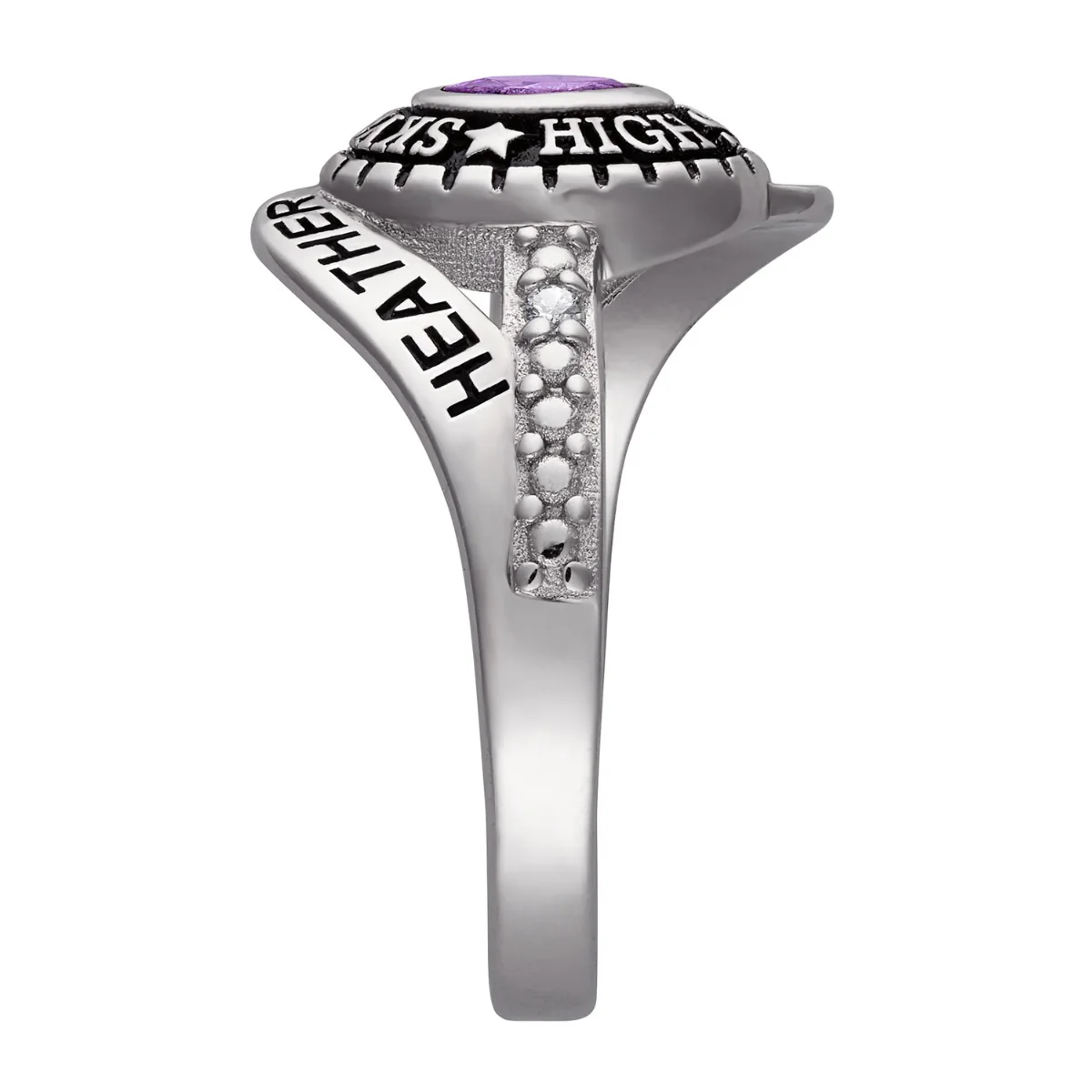 Sterling Silver Ladies Class Ring with CZ accents - Image 3