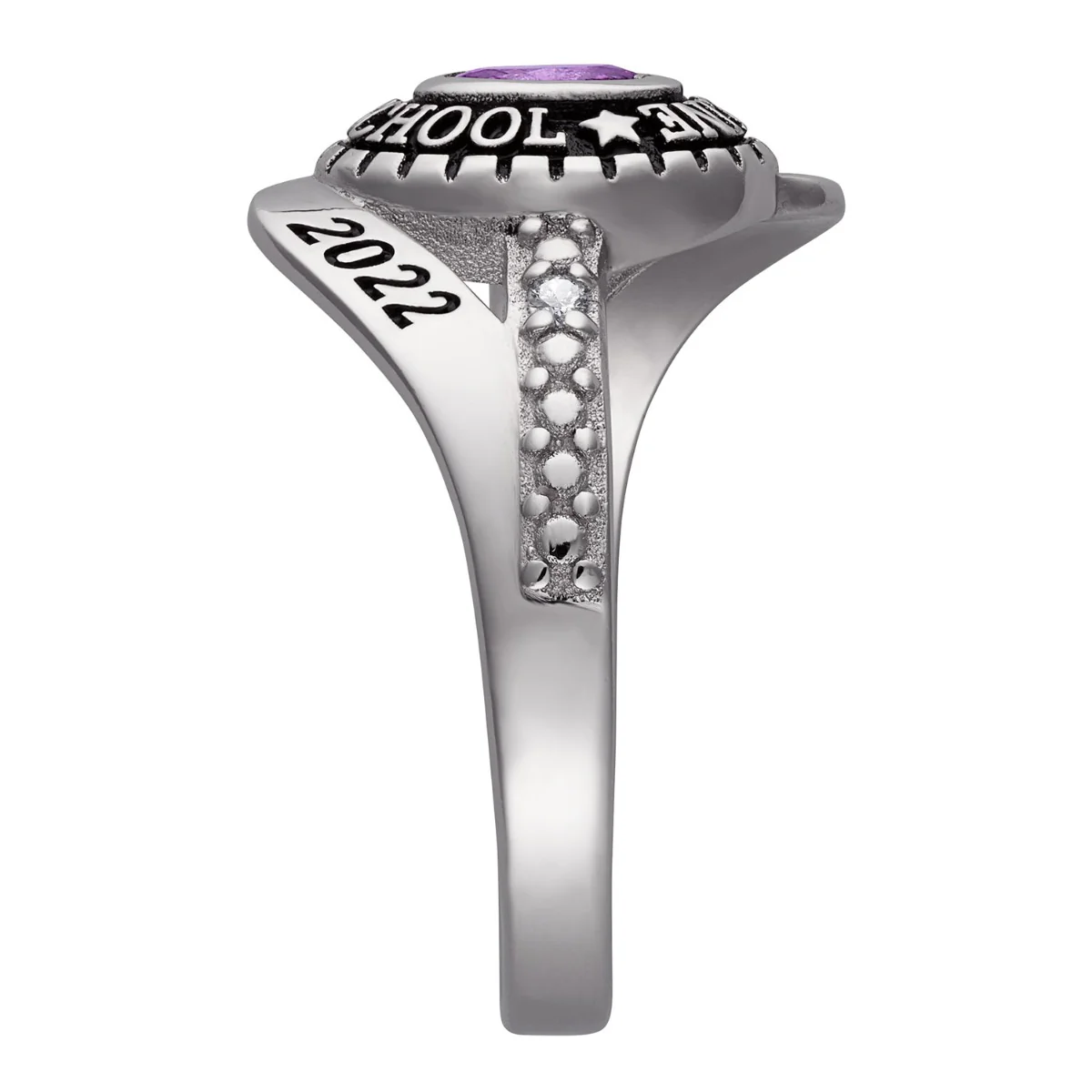 Sterling Silver Ladies Class Ring with CZ accents - Image 4