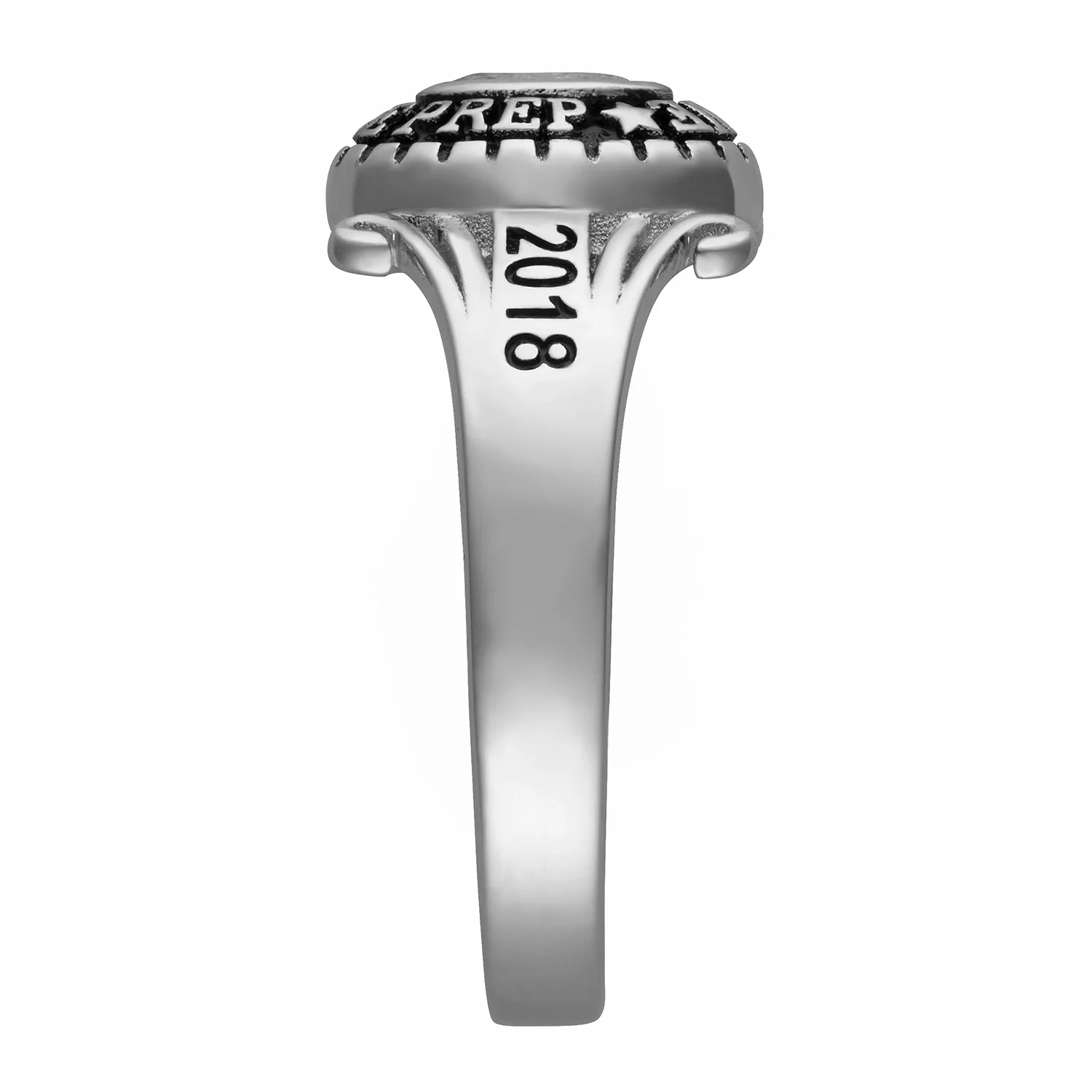 Sterling Silver Rhodium-Plated Traditional Swirl Ladies Class Ring - Image 3