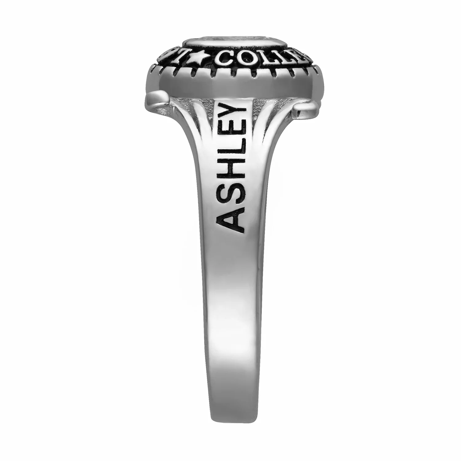 Sterling Silver Rhodium-Plated Traditional Swirl Ladies Class Ring - Image 4