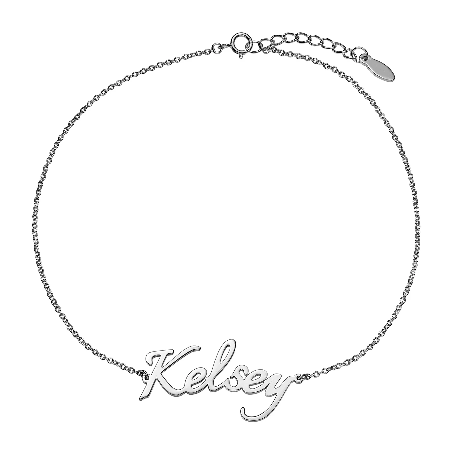 Sterling Silver Script Name Anklet