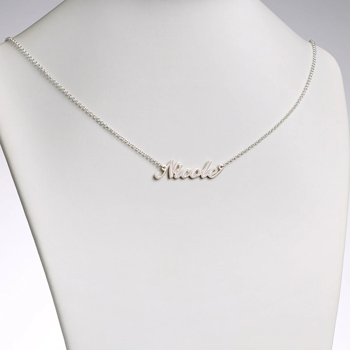 Sterling Silver Script Name with Outline Necklace - Image 3