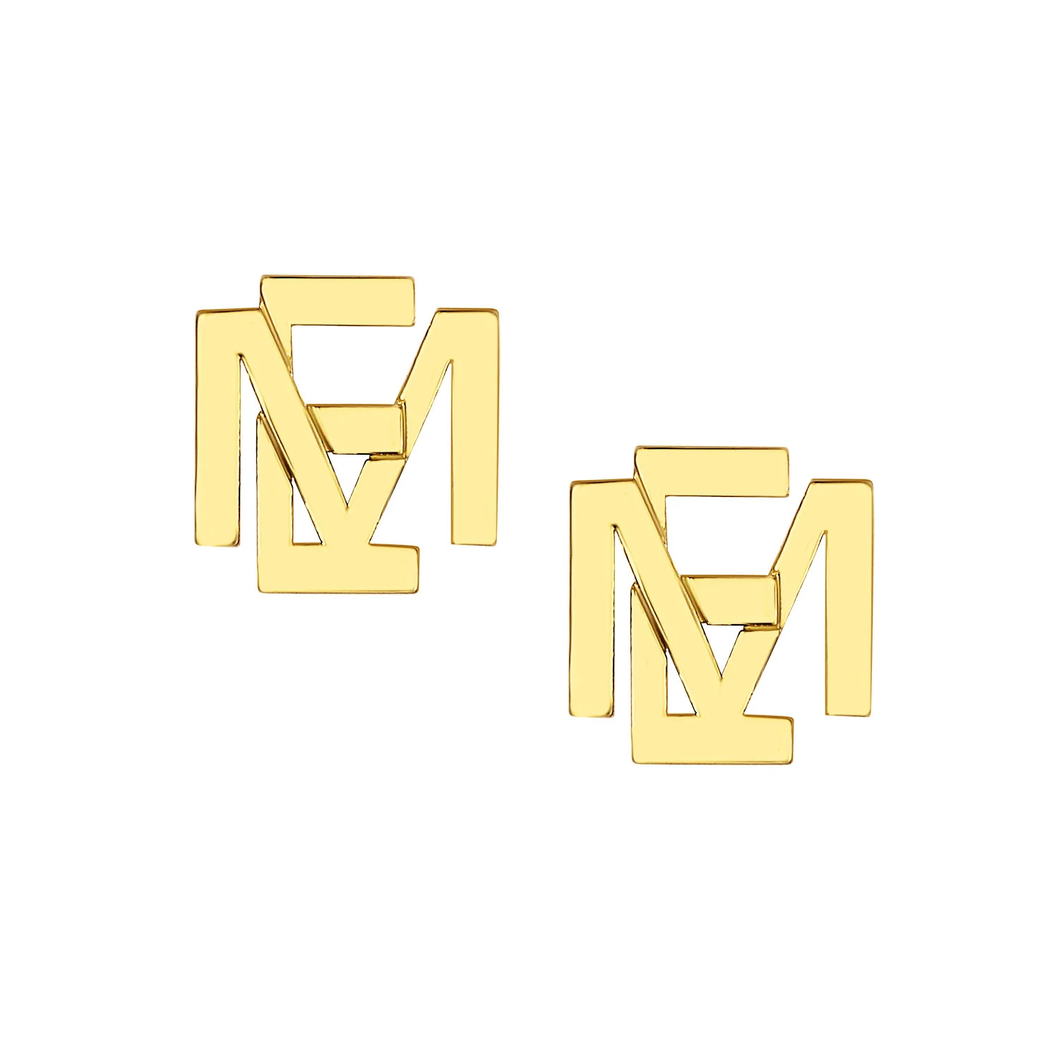 Sterling Silver Stacked Double Initial Button Earrings - Image 4