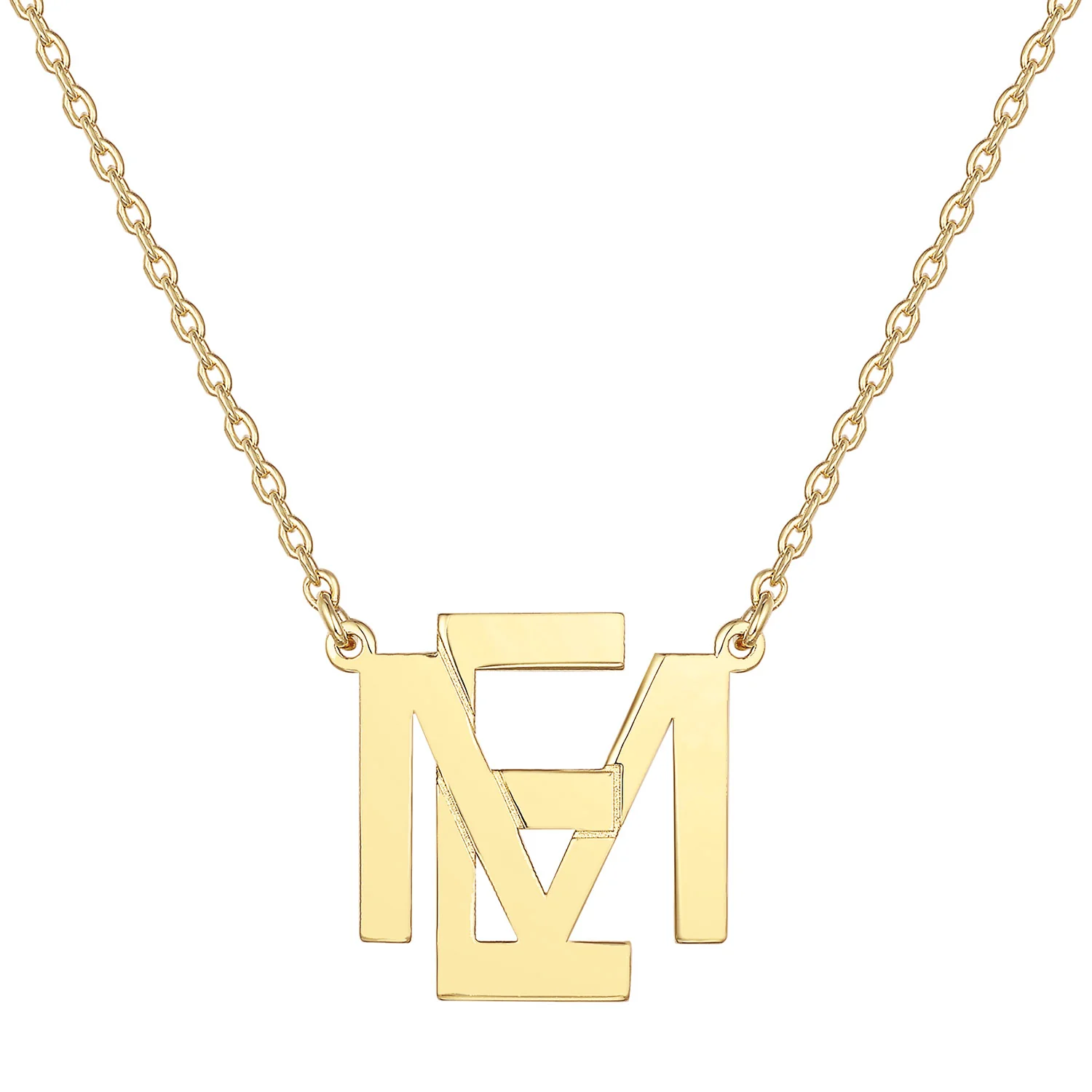 Sterling Silver Stacked Initials Necklace - Image 4