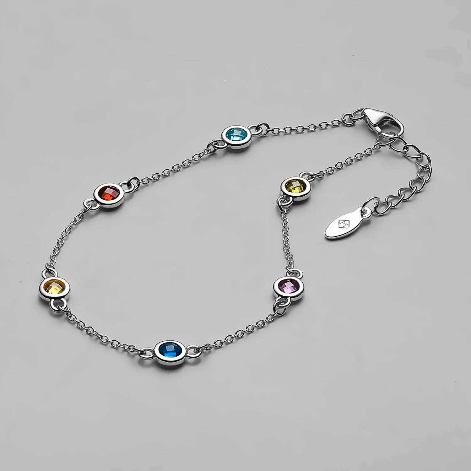 Sterling Silver Station Birthstone Bracelet - 2 to 6 Stones - Image 6