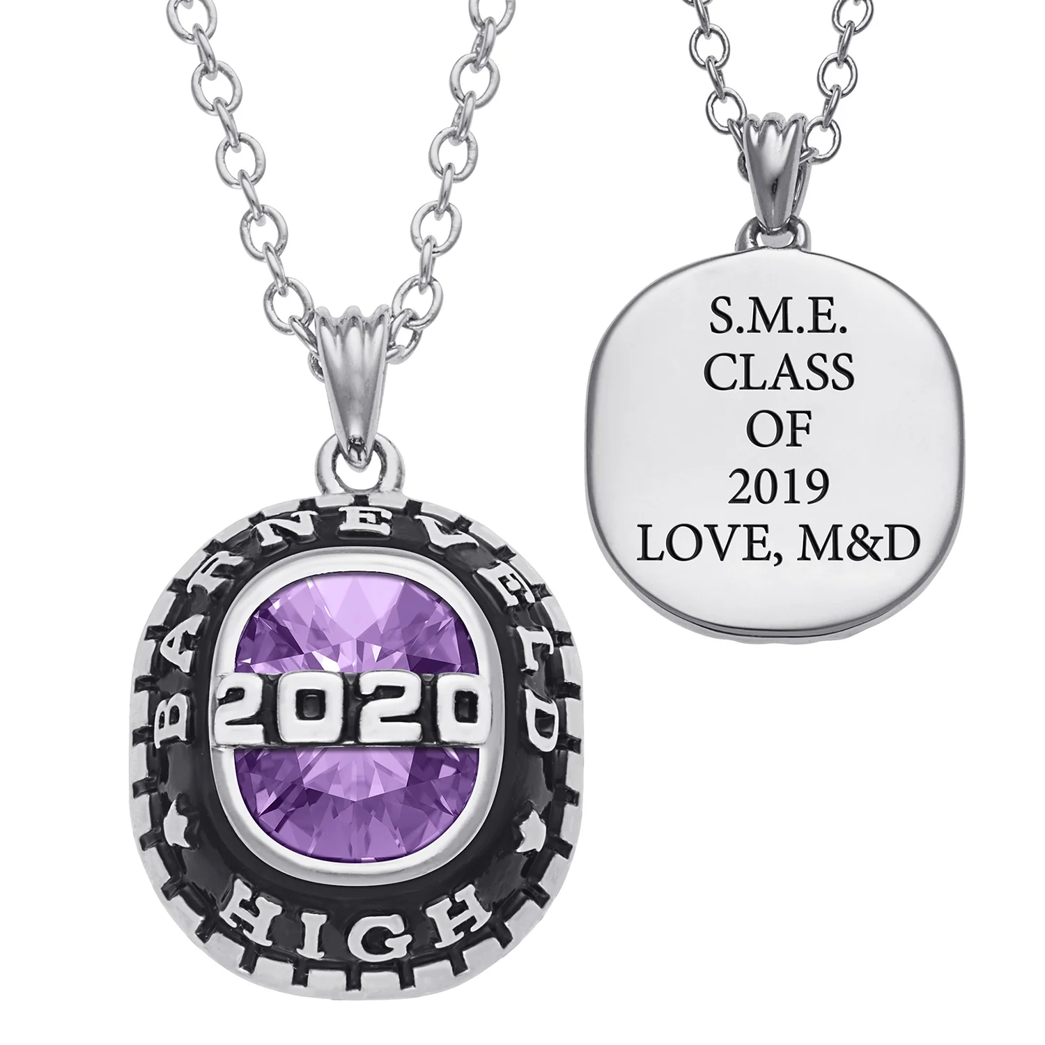 Sterling Silver Top Bridge Cushion-cut Birthstone Graduation Pendant