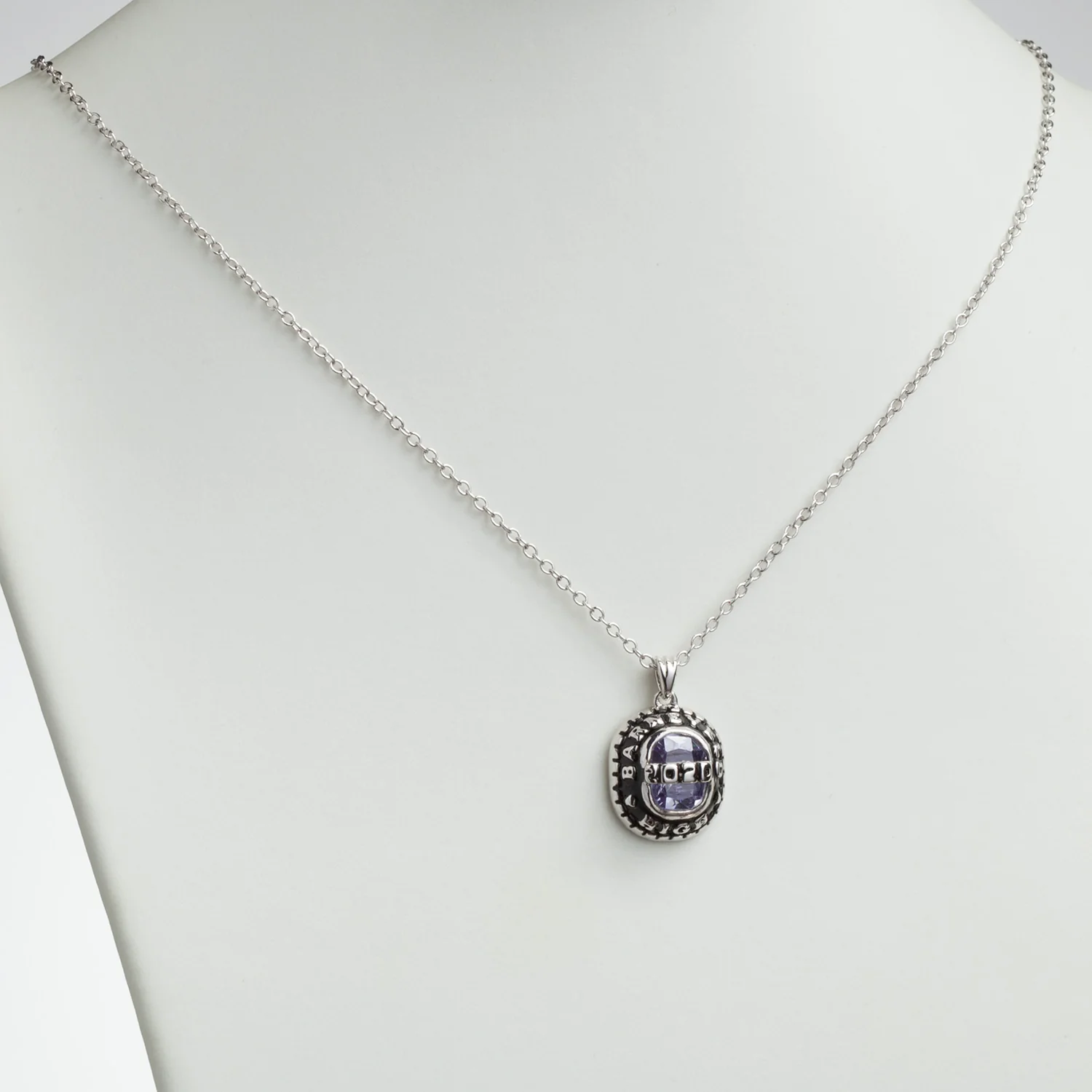 Sterling Silver Top Bridge Cushion-cut Birthstone Graduation Pendant - Image 2