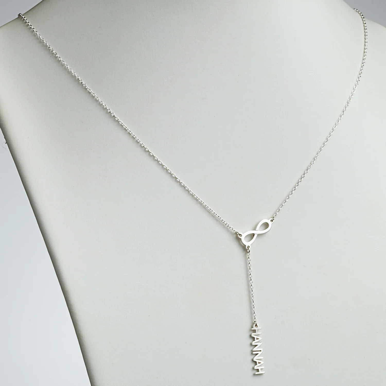Sterling Silver Uppercase Name and Infinity Y-Necklace - Image 2