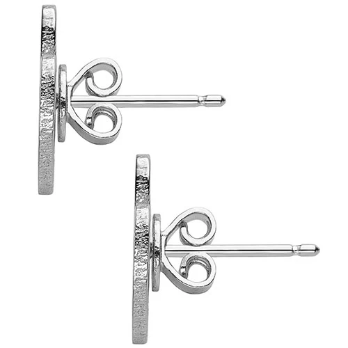 Sterling Silver Uppercase Script Initial Button Earring - Image 4