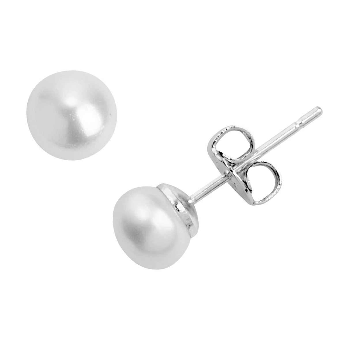 Sterling Silver Uppercase Script Initial Button Earring - Image 5