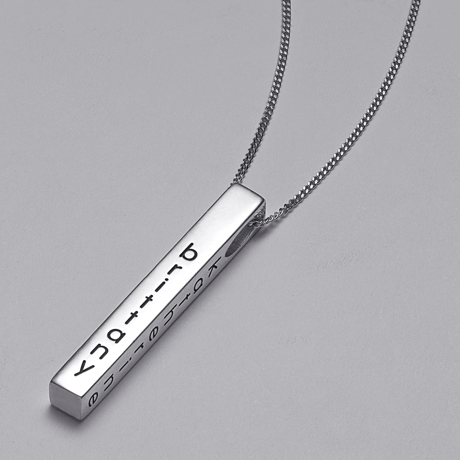 Sterling Silver Vertical 4-Sided Engraved Family Name Pendant - Image 3