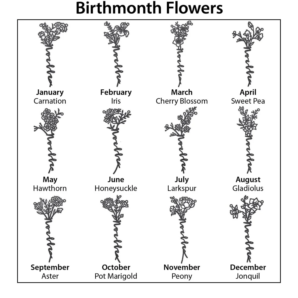 Sterling Silver Vertical Script Name with Birthmonth Flower Necklace - Image 8