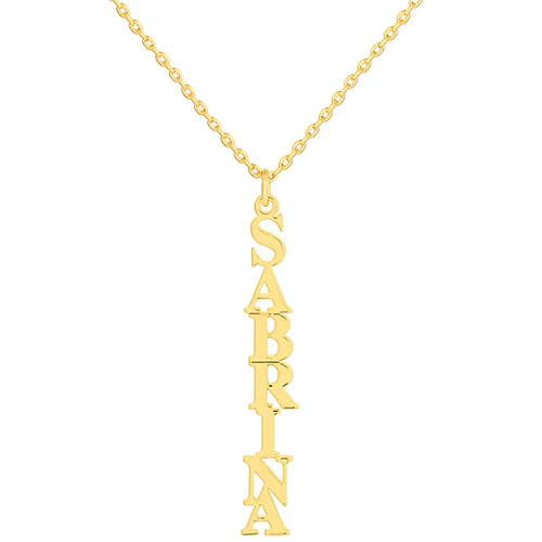 Sterling Silver Vertical Uppercase Name with Free Fresh Water Pearl Earrings - Image 4