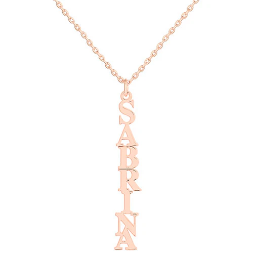 Sterling Silver Vertical Uppercase Name with Free Hoop Earrings - Image 6