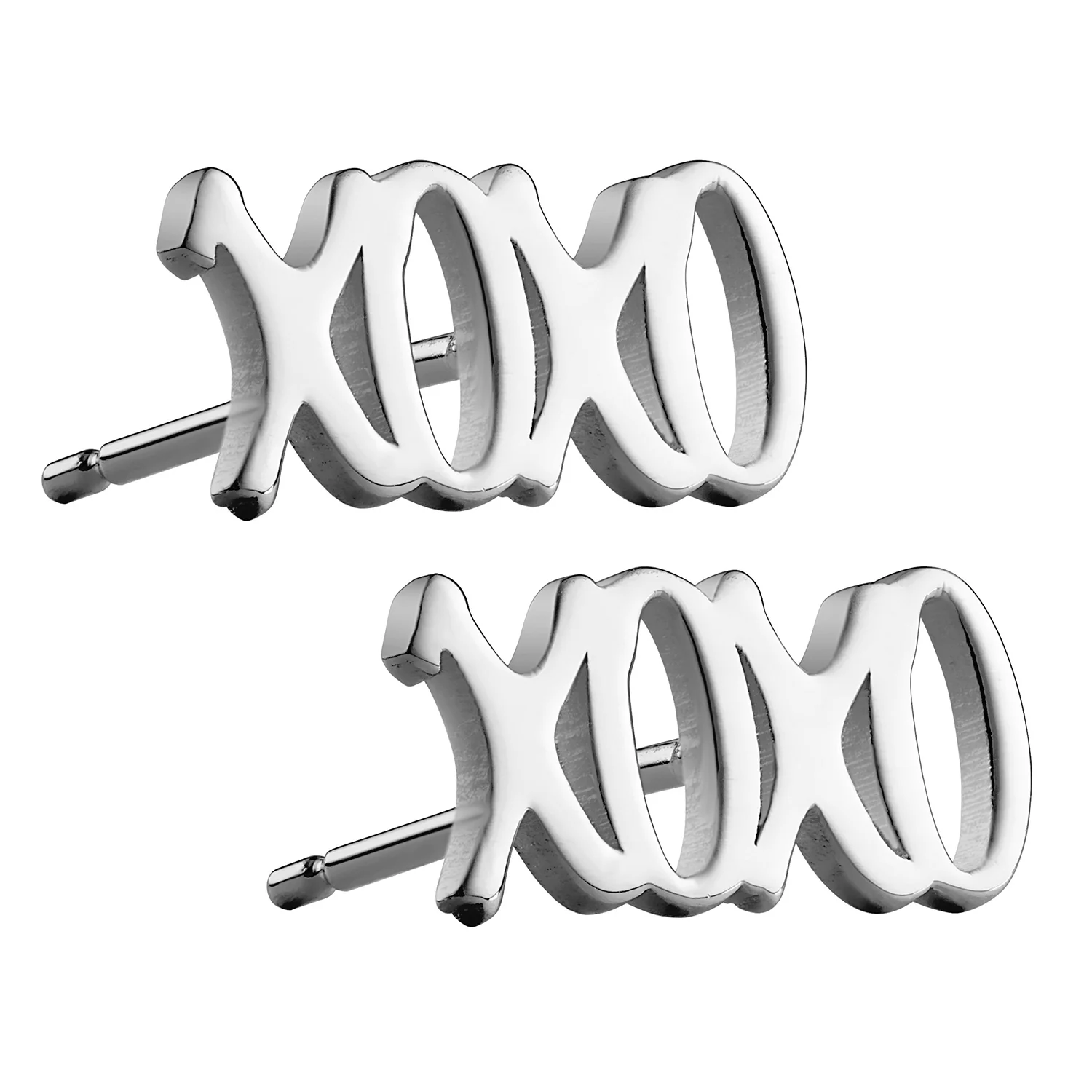 Sterling Silver XOXO Button Earrings - Image 2