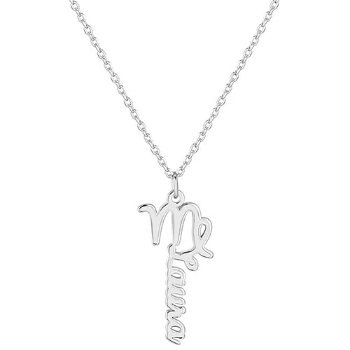 Sterling Silver Zodiac Sign Vertical Name Necklace - Image 2