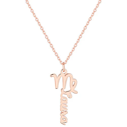Sterling Silver Zodiac Sign Vertical Name Necklace - Image 4