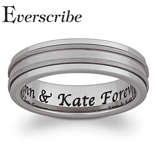 Tungsten Inside Laser Engraved Polished & Brushed Spinner Band