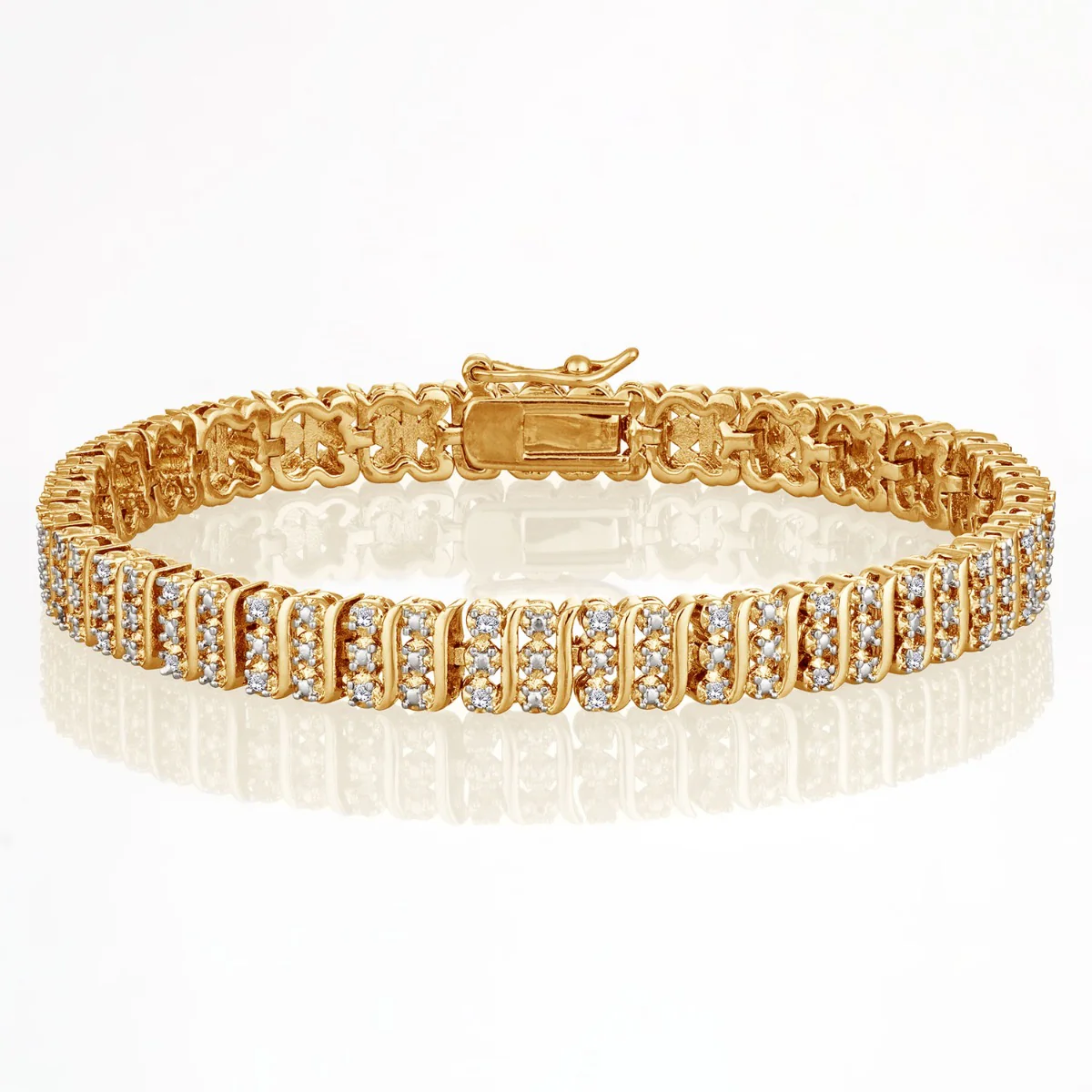 Two Tone Diamond Accent Swirl Bracelet 7 inches
