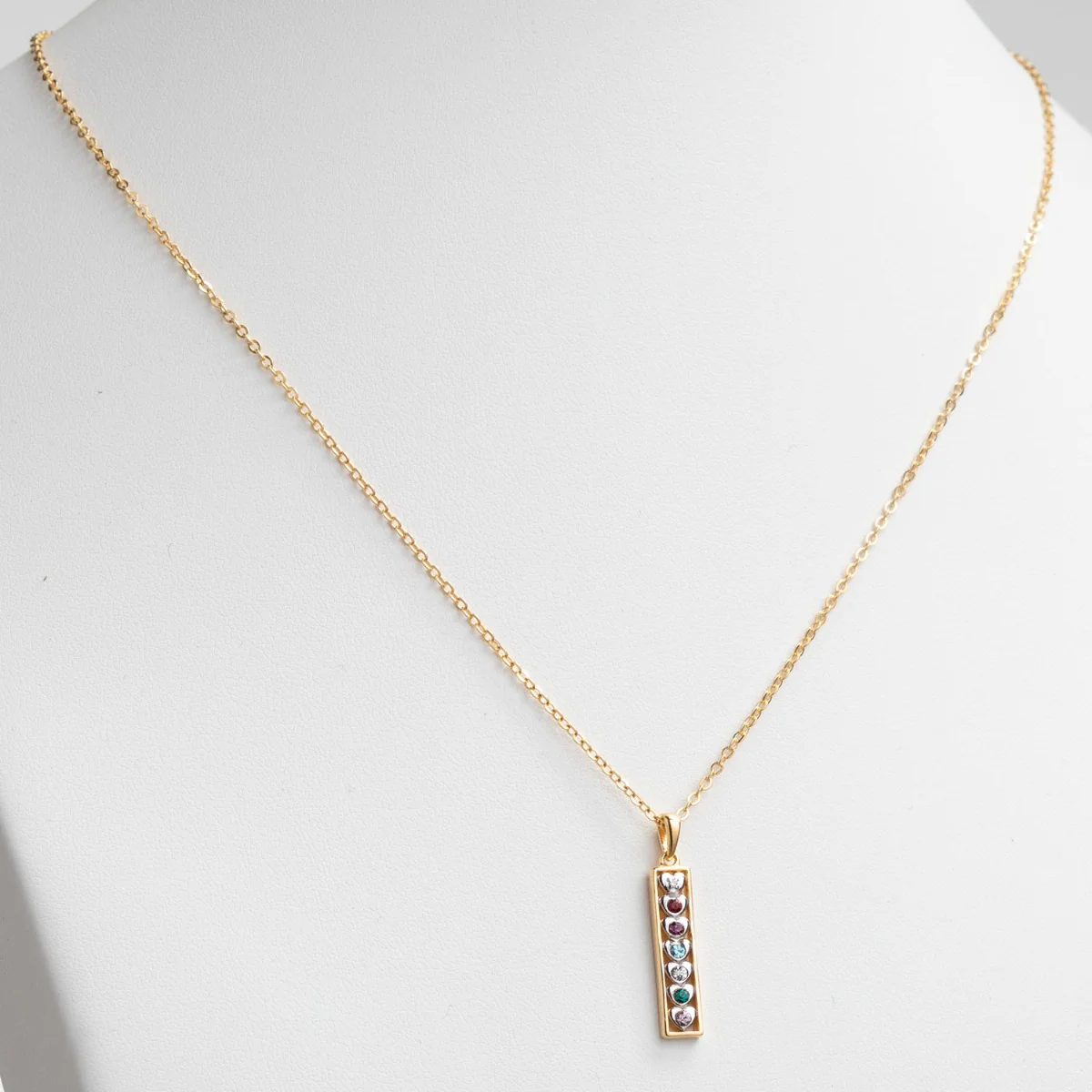 Two-Tone Plated Family Birthstone Heart and Diamond Accent Necklace - Image 2