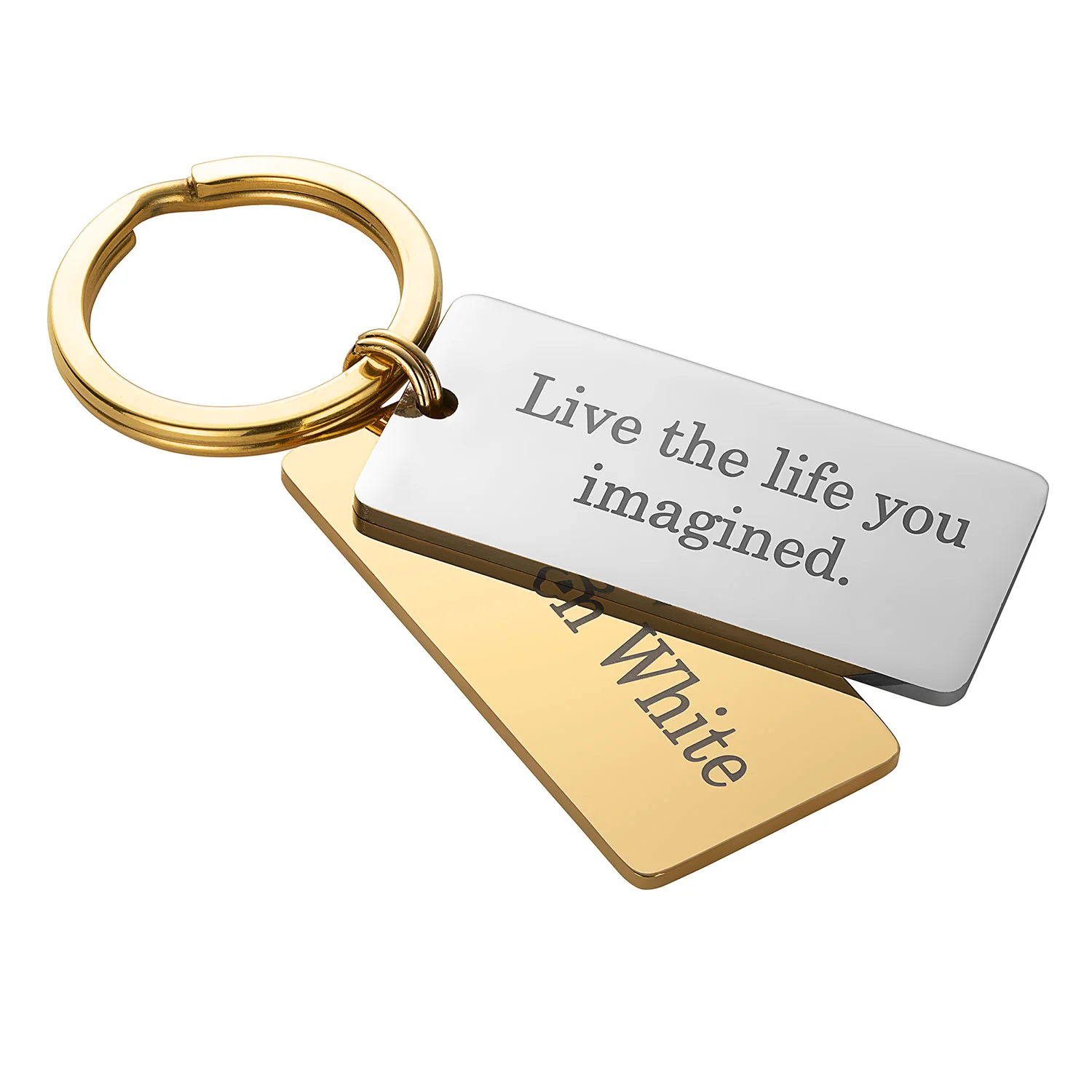 Two Tone Stainless Steel Dog Tag Key Chain