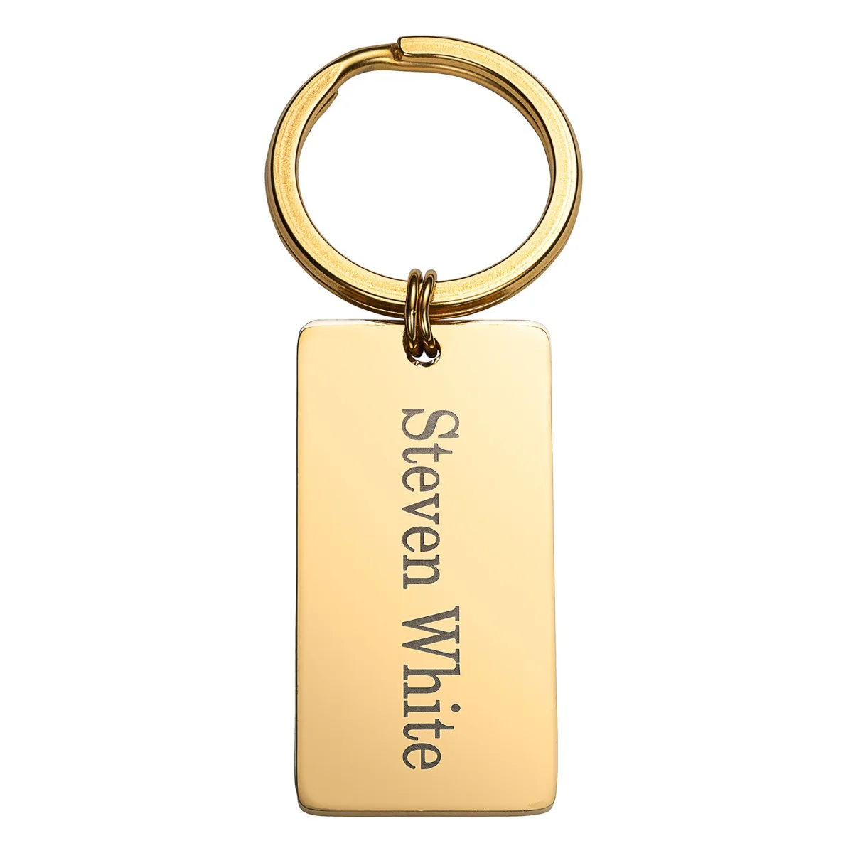 Two Tone Stainless Steel Dog Tag Key Chain - Image 3