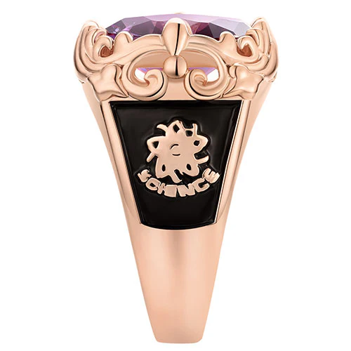 Unisex 14K Rose Gold Plated Art Nouveau Vintage Birthstone Class Ring - Image 4