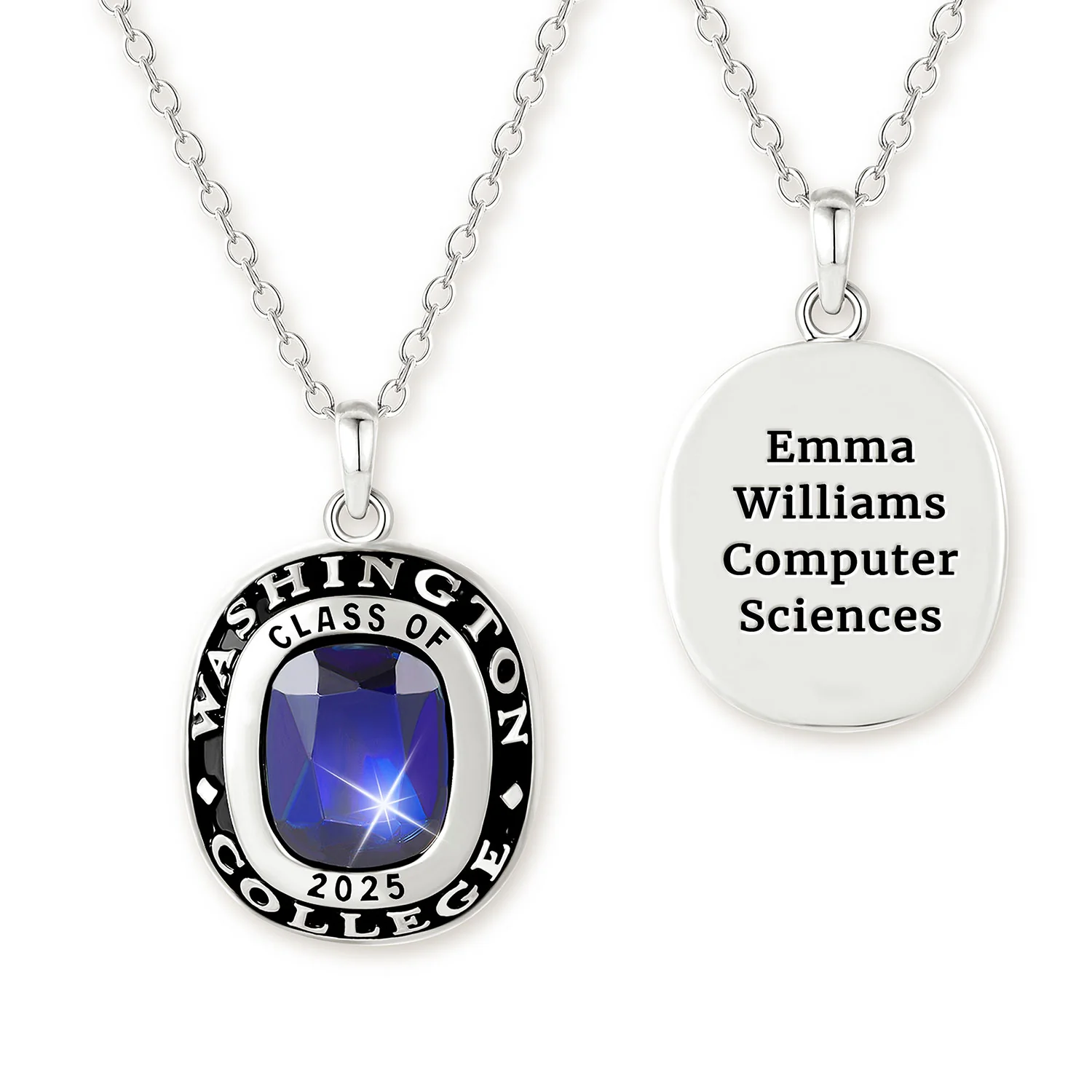 Unisex CELEBRIUM Cushion Birthstone Personalized Graduation/Class Necklace