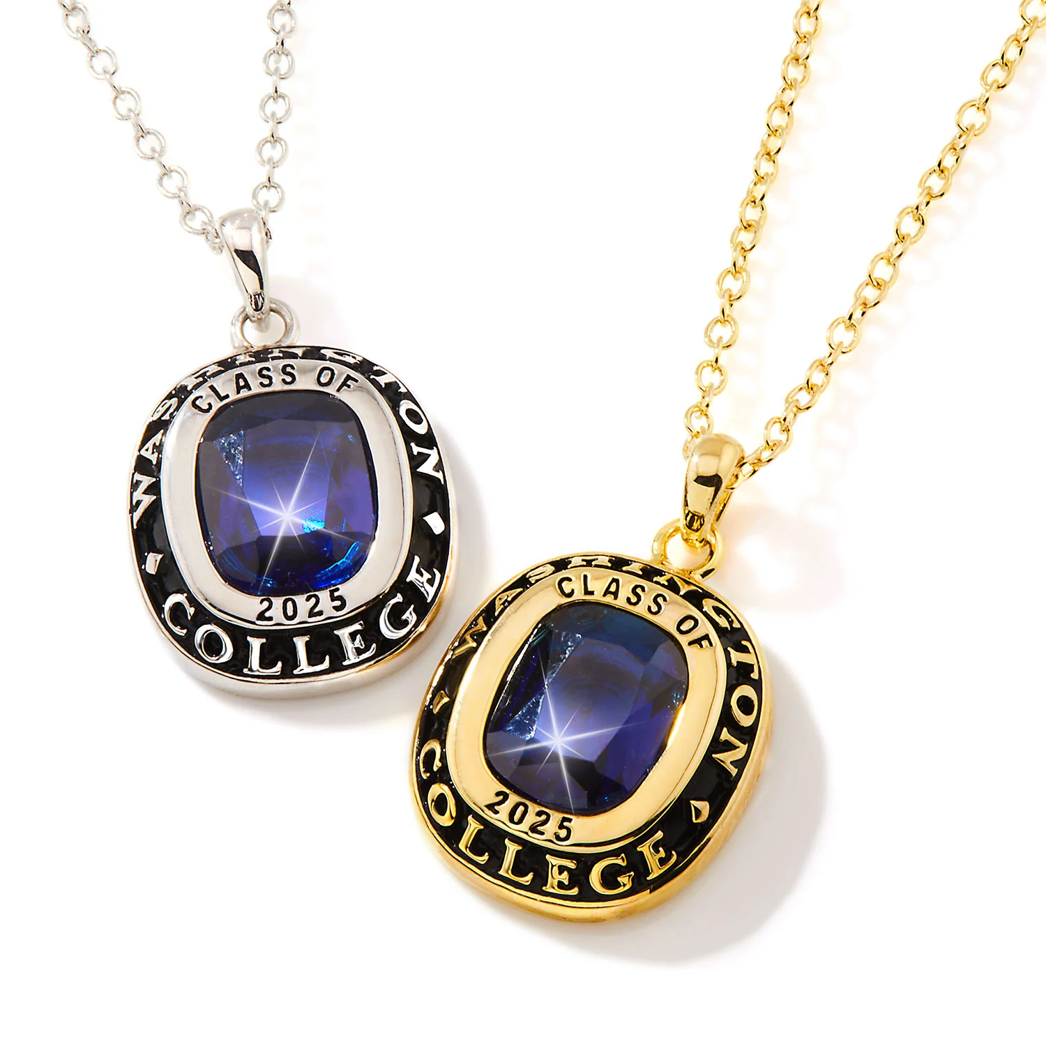 Unisex CELEBRIUM Cushion Birthstone Personalized Graduation/Class Necklace - Image 2