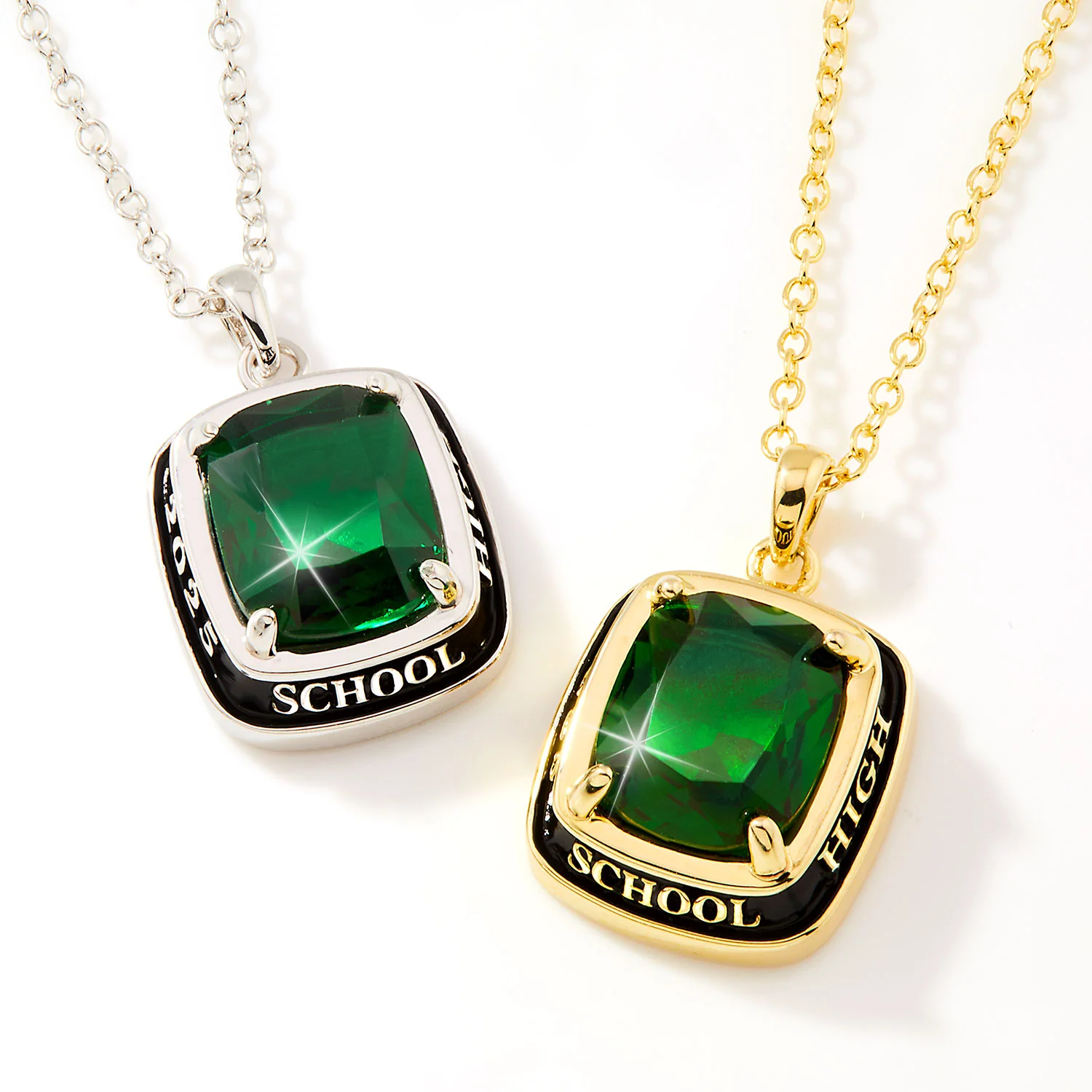 Unisex Gold CELEBRIUM Prong Set  Birthstone Side/Back Personalized Graduation/Class Necklace - Image 2