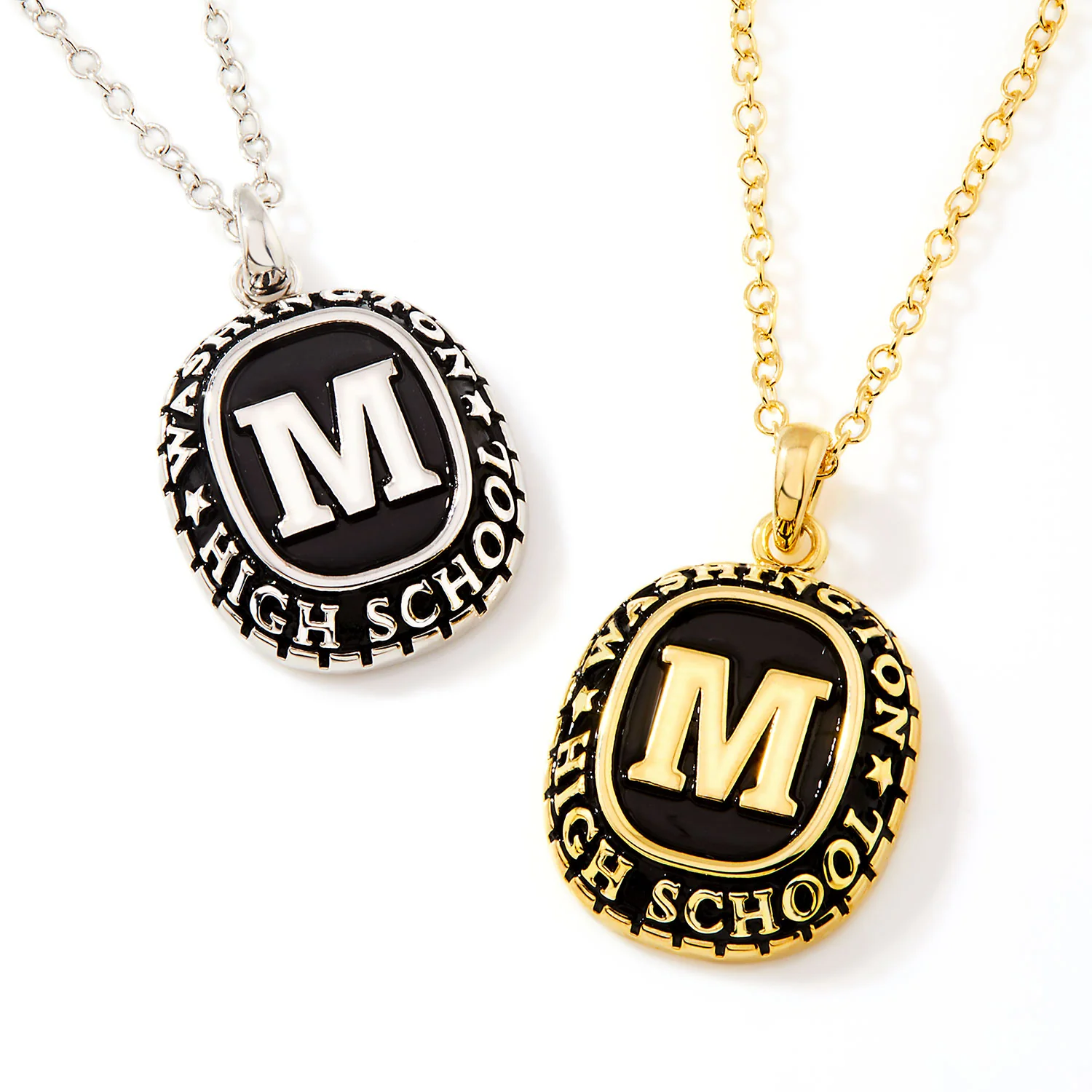 Unisex Gold over Sterling Traditional Initial Personalized Graduation/Class Necklace - Image 2