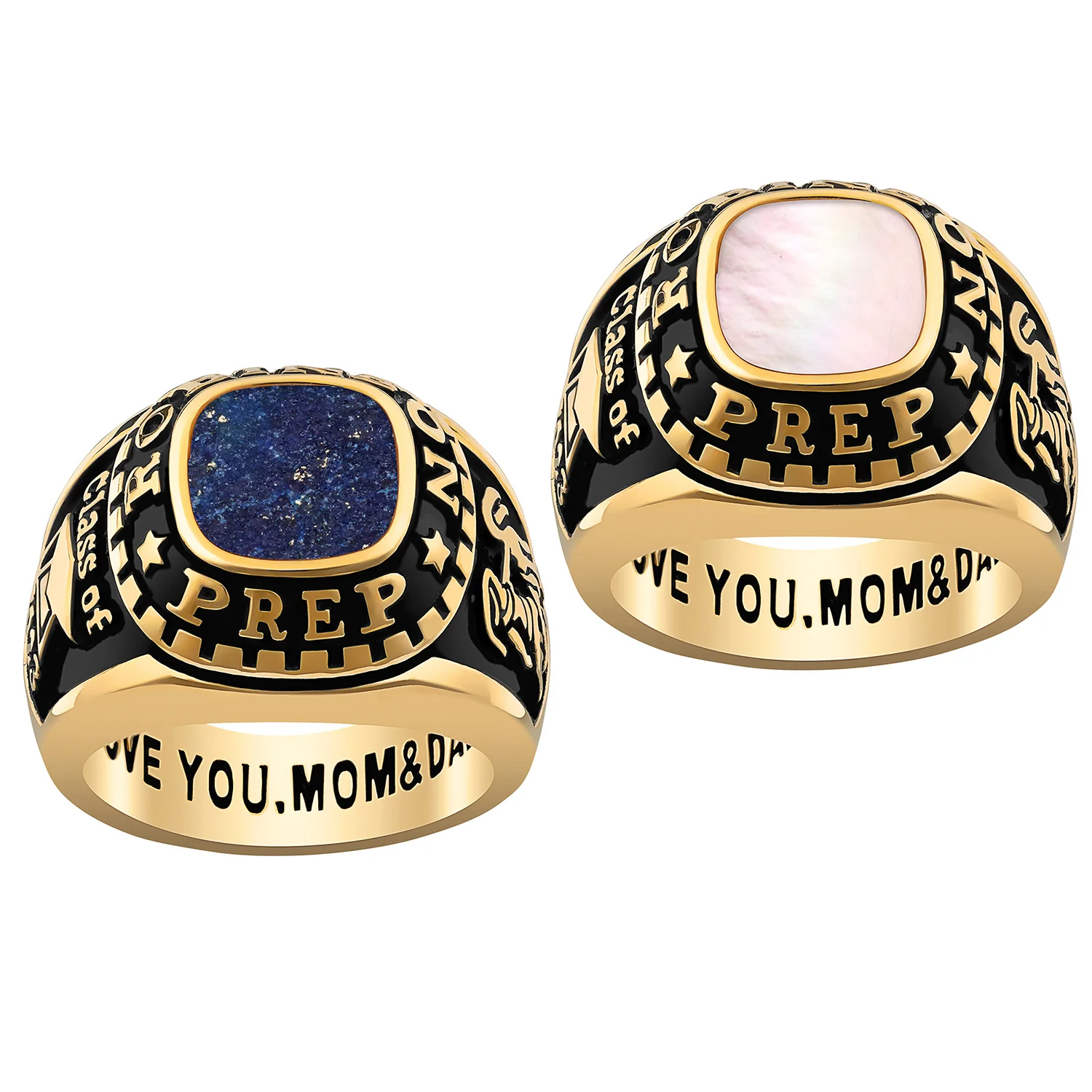Unisex 14K Gold Plated Genuine Stone Class Ring