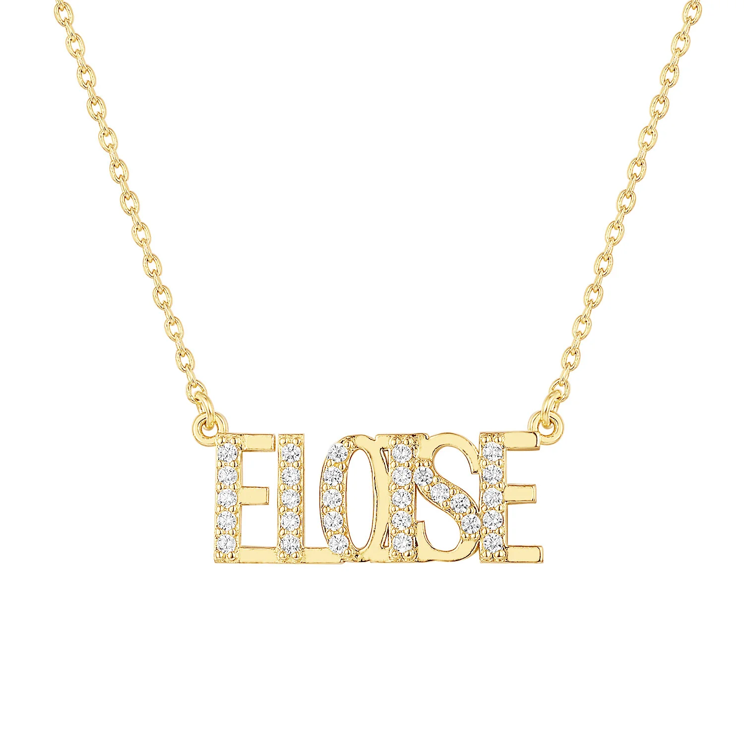Uppercase CZ Name Plaque Necklace - Image 4