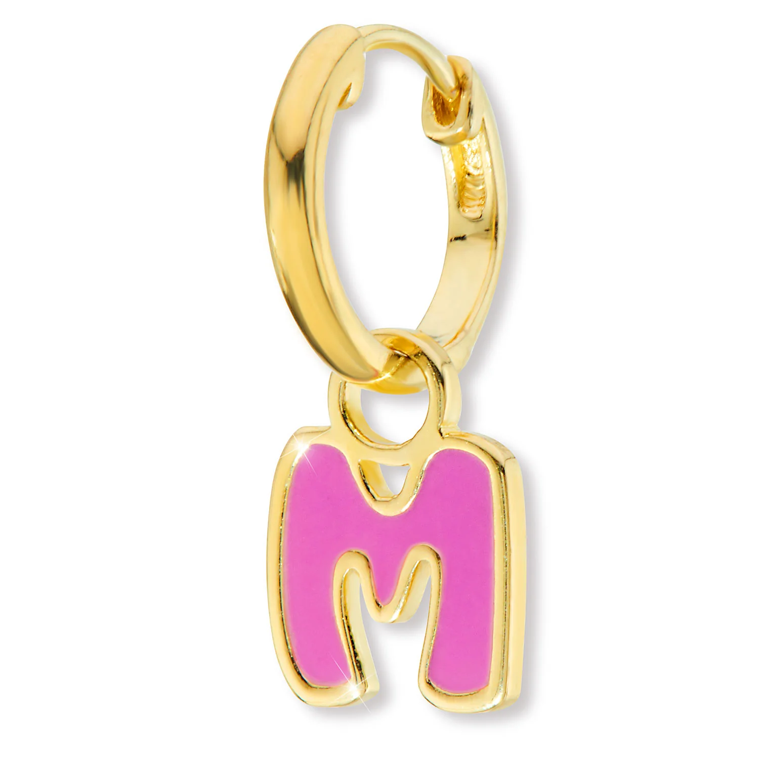 Uppercase Enamel Balloon Initial Huggie Hoop Earrings - Image 3