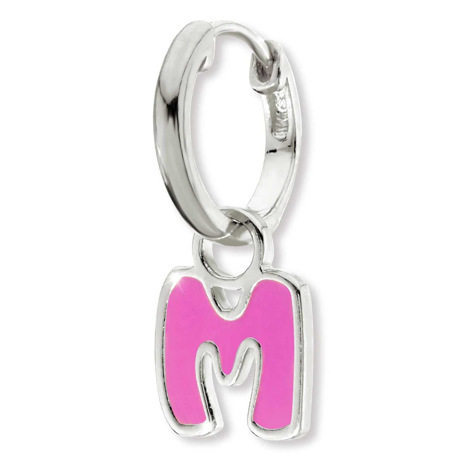Uppercase Enamel Balloon Initial Huggie Hoop Earrings - Image 5