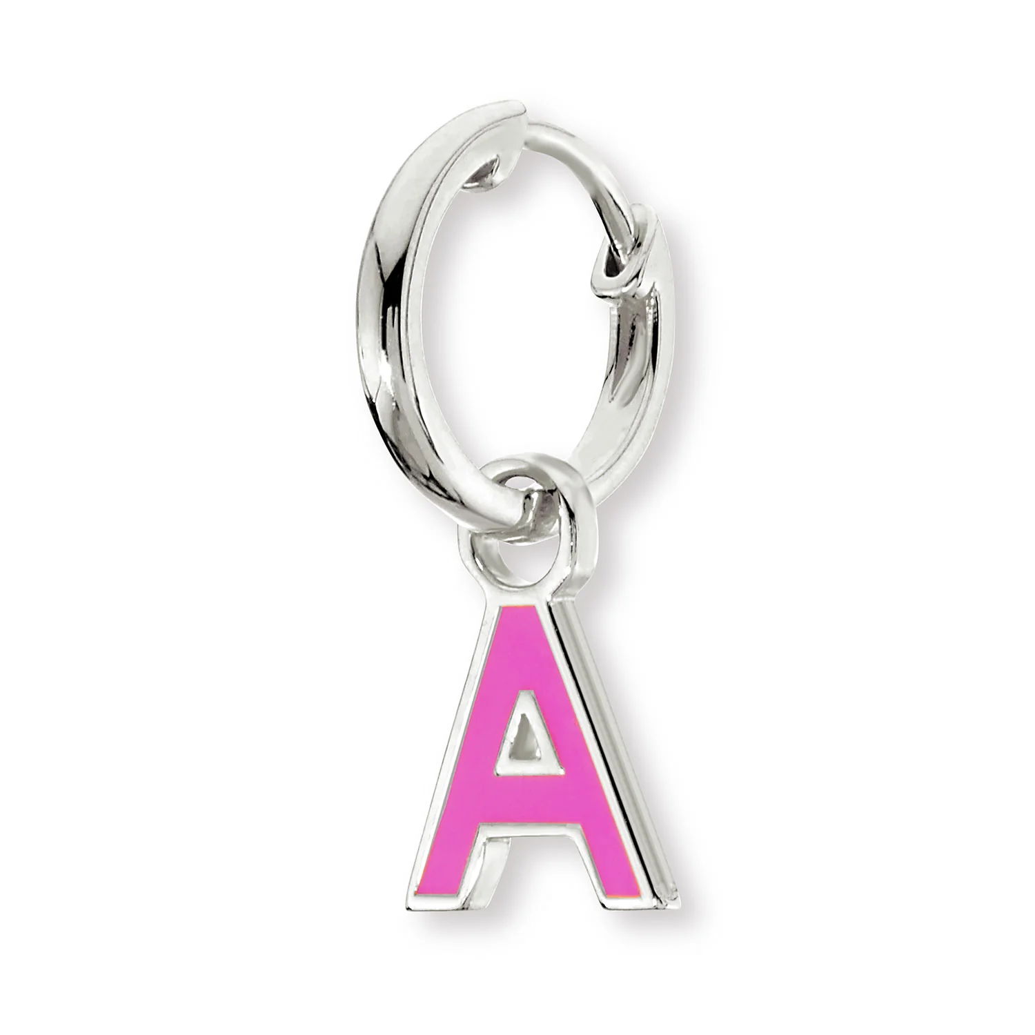 Uppercase Enamel Initial Huggie Hoop Earrings - Image 2