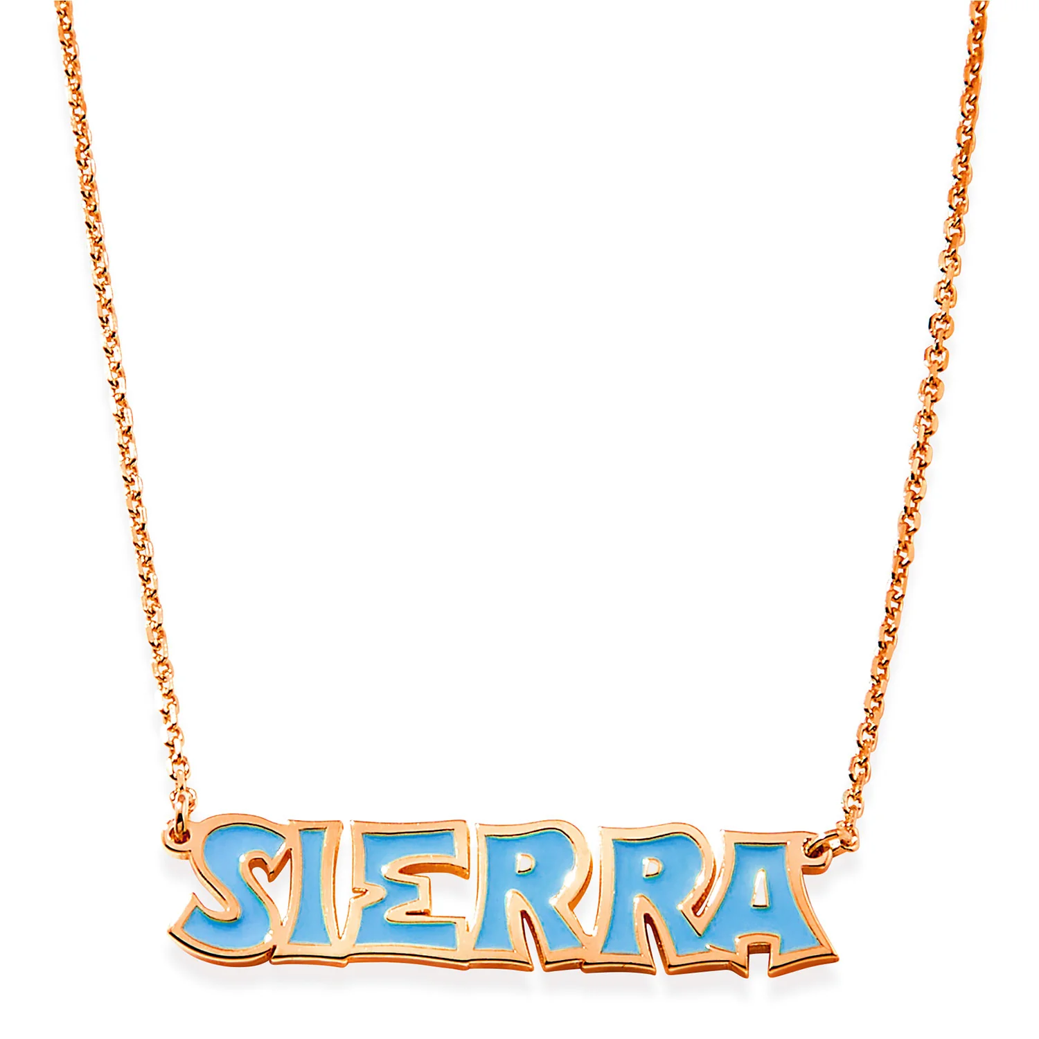Uppercase Graffiti Font Enamel Name Necklace - Image 5