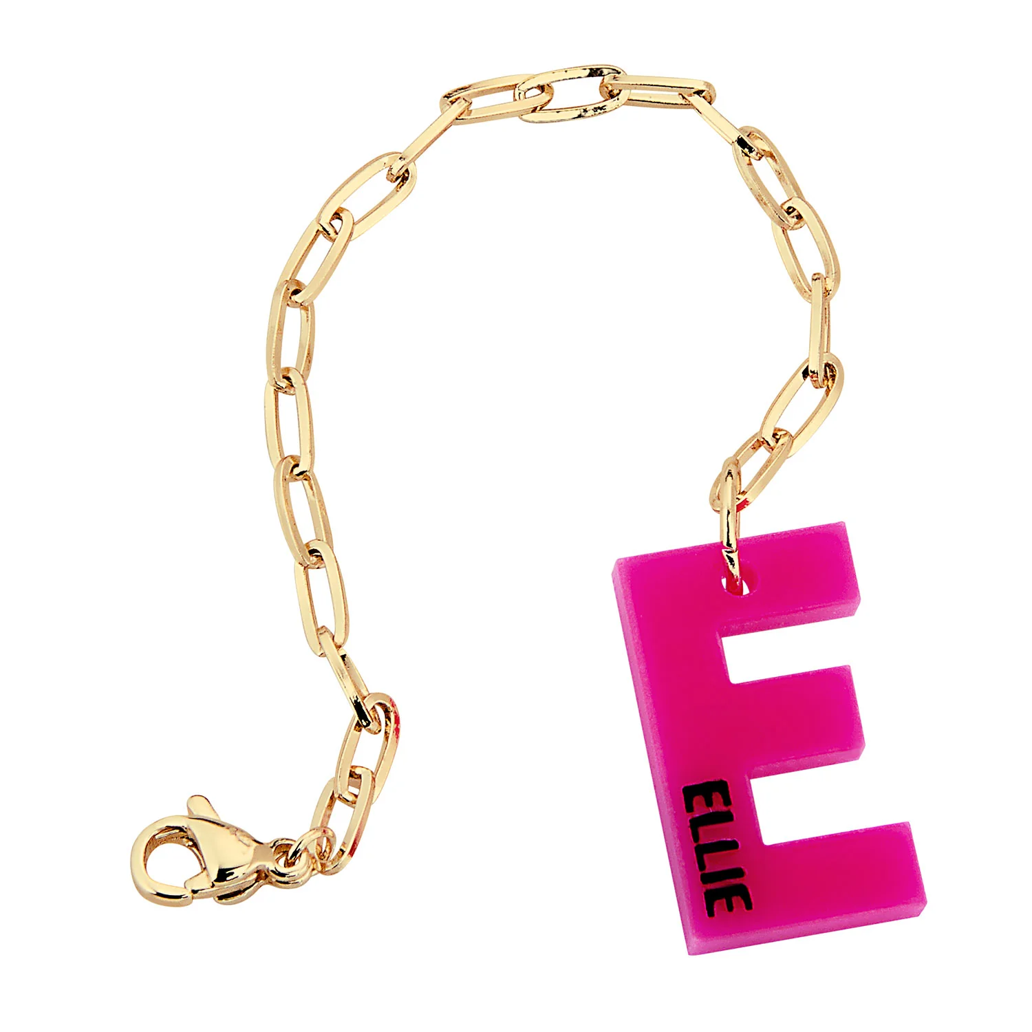 Uppercase Initial with Name Acrylic Charm Paperclip Chain Accessory - Image 3