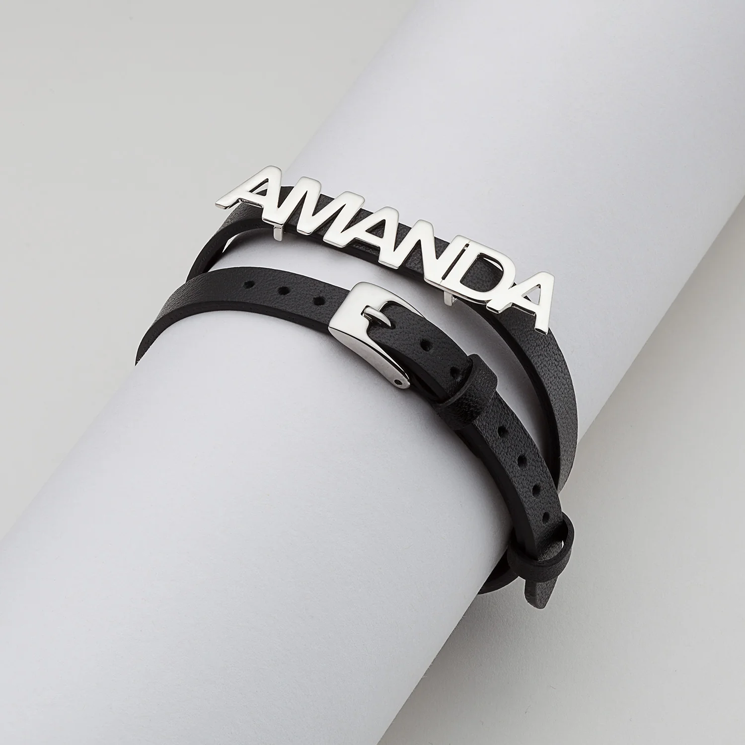 Uppercase Name Leather Wrap Bracelet and Choker - Image 3