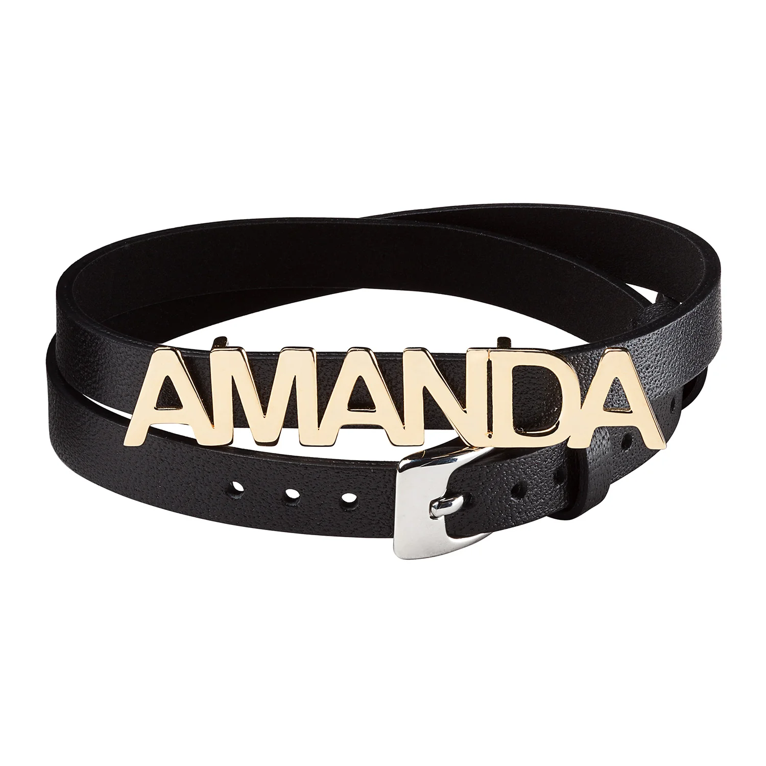 Uppercase Name Leather Wrap Bracelet and Choker - Image 5