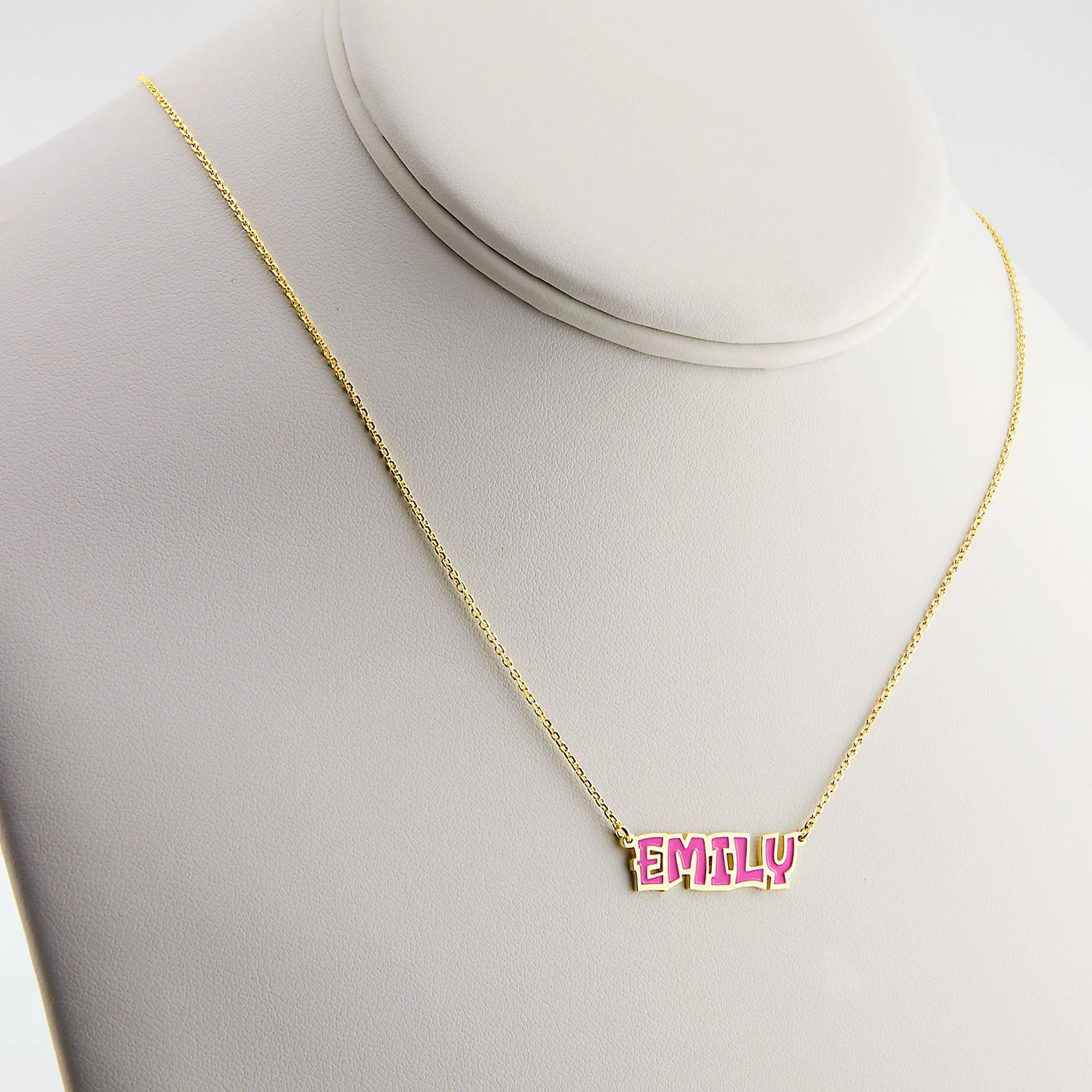 Uppercase Playful Font Enamel Name Necklace - Image 6
