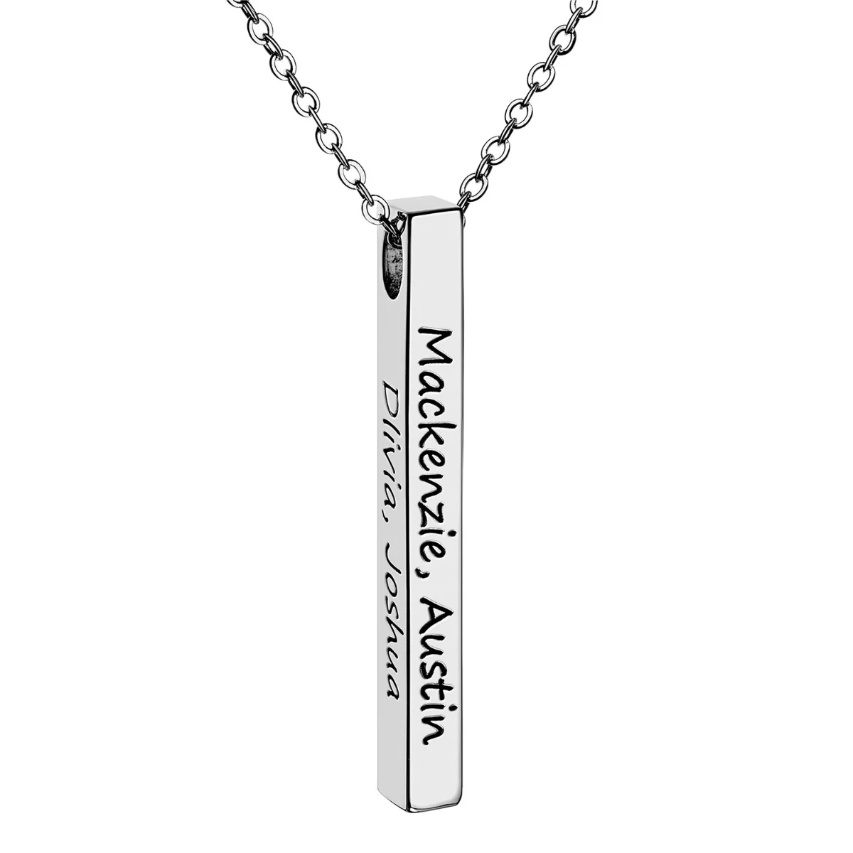 Vertical 4-sided Bar 'Best Grandma' Engraved Family Name Necklace - Image 3