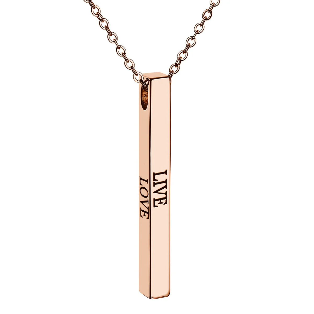 Vertical 4-sided Bar 'Live, Love, Laugh' Engraved Necklace - Image 6