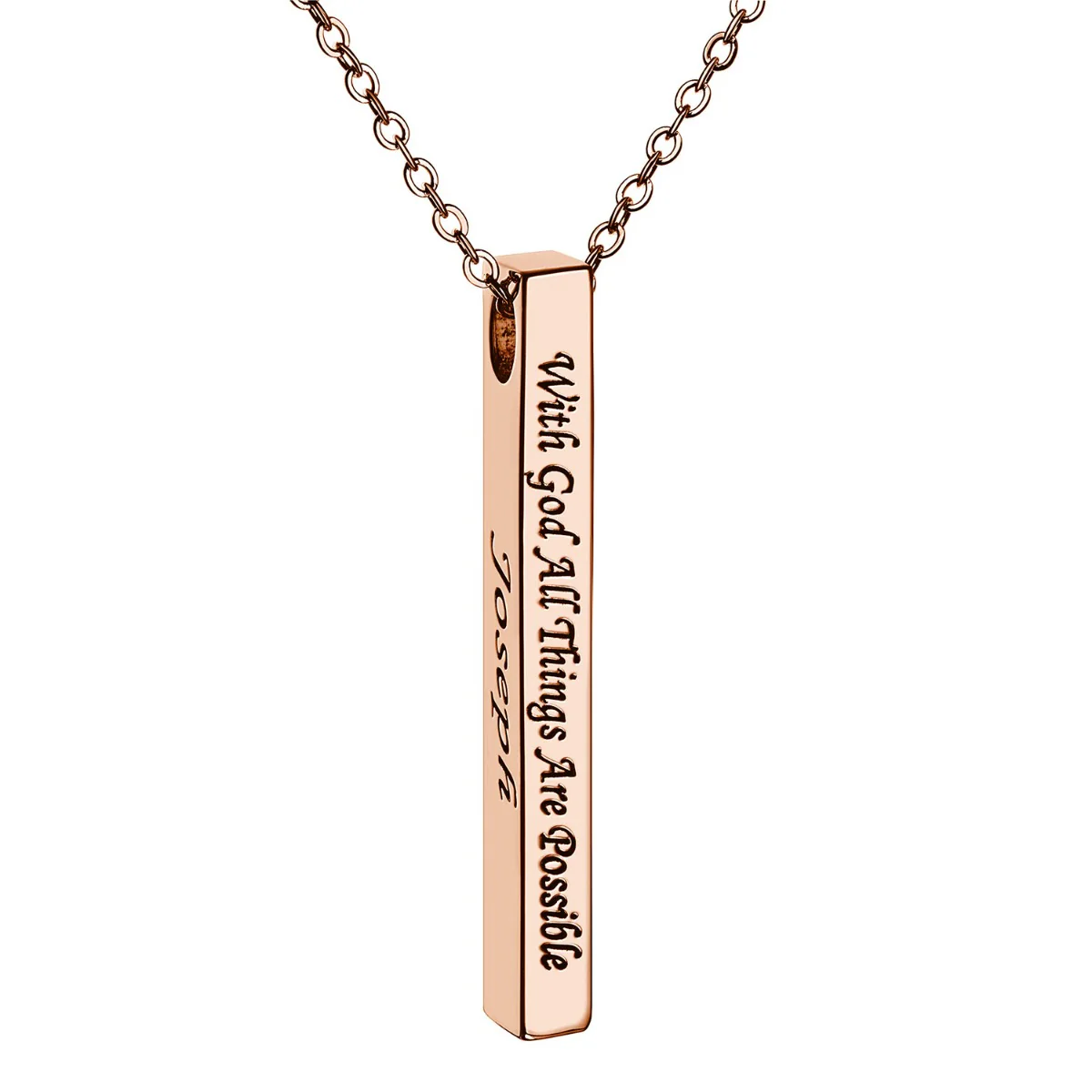 Vertical 4-sided Bar 'With God' Engraved Name Necklace - Image 6